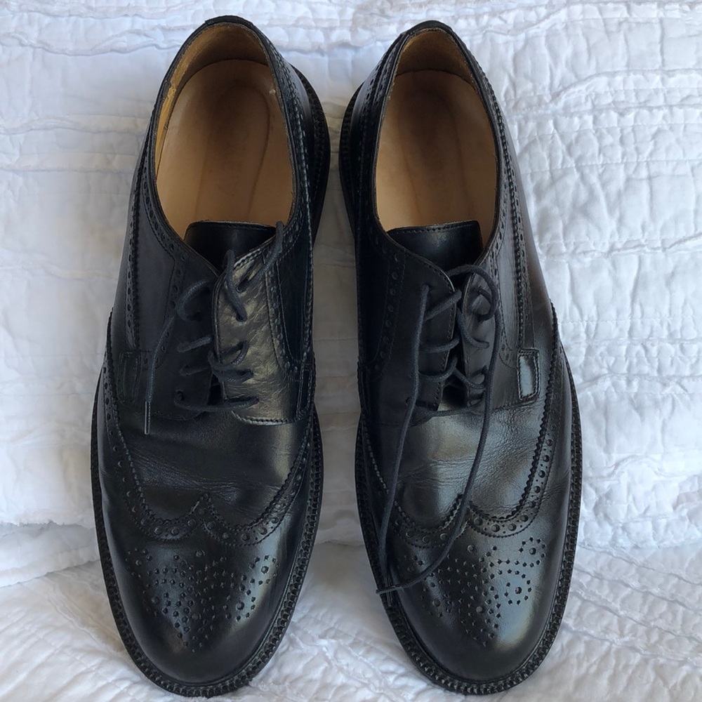 J Crew Size 13 Black Wingtip Oxfords